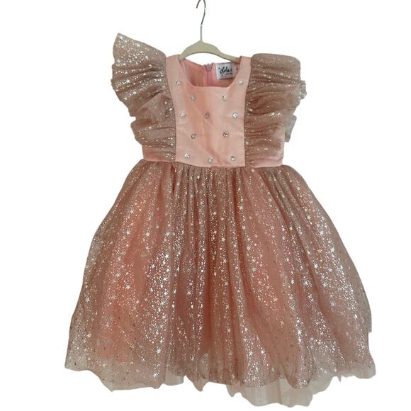 Lola + The Boys | Shimmer Crystal Stars Tulle Dress Pink Size 2 Princess Whimsy - Picture 1 of 7